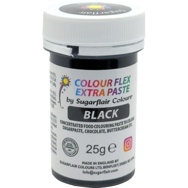 Sugarflair - Colourflex Pastafarve Sort, 25g